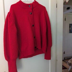 ANAIS Puff Sleeve Cardigan in Merino Wool